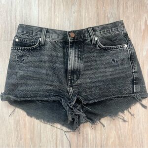 Black Distressed Denim Shorts